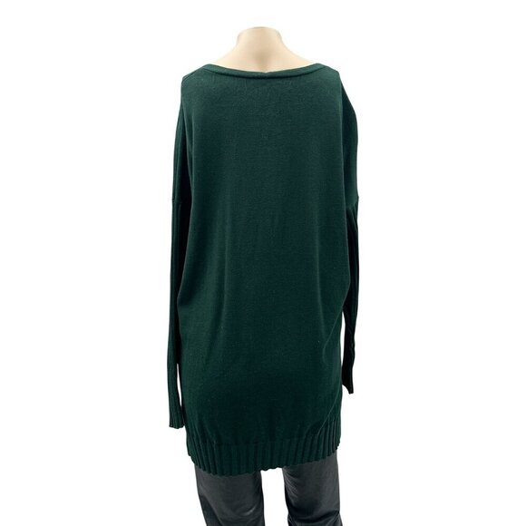 Adrianna Papell Knit V-Neck Long Sleeve Tunic Oversize Sweater Green Womens S - Picture 2 of 10